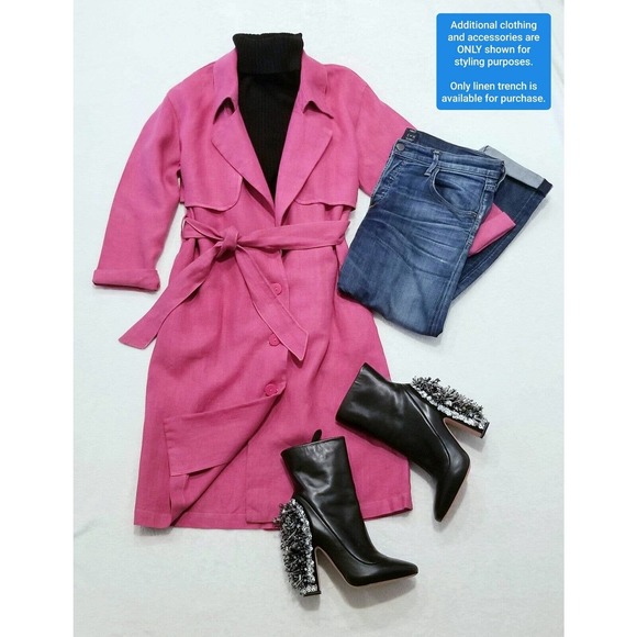 ILANA KOHN "perfect dress up-down" linen trench garmentory pocket jacket $465 S - Picture 6 of 9